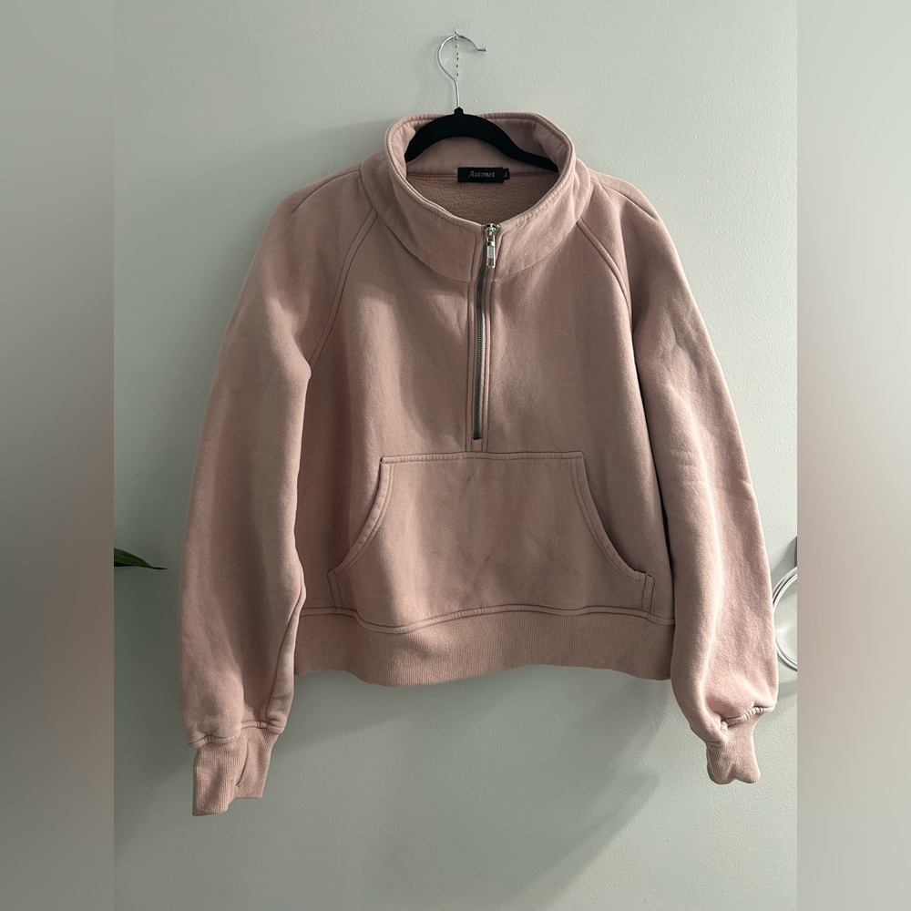 Automet blush pink scuba sweater 1/4 zip